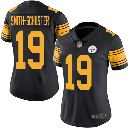 Women Pittsburgh Steelers Football #19 Limited Black JuJu Smith Schuster Rush Vapor Untouchable Nike NFL Jersey->pittsburgh steelers->NFL Jersey